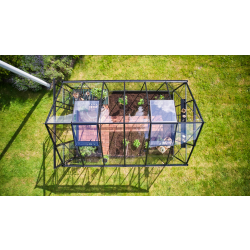 HALLS szklarnia ogrodowa ICON 8 (8,1 m2; 2,55 x 3,17 m) czarna, szkło hartowane + baza